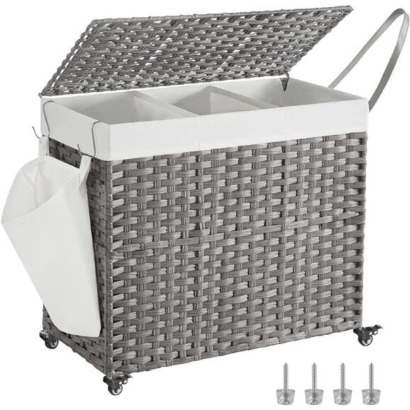 Laundry Hamper with Lid 42.3 Gallons (160 L) Rolling Laundry Basket with Wheel